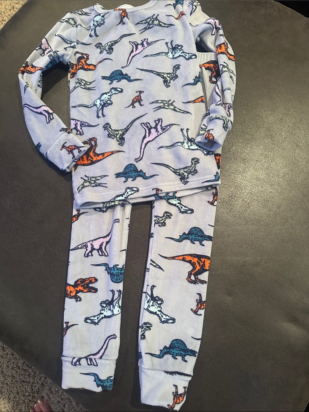 Cat & Jack Light Blue Dinosaur Pajama Set with Orange, Teal & Pink Prints
